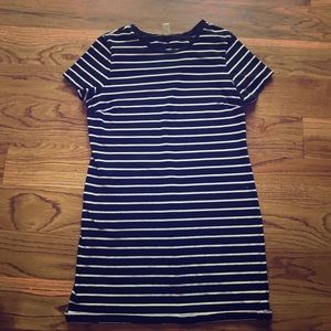 Old Navy Black & Whited Striped T-Shirt Dress